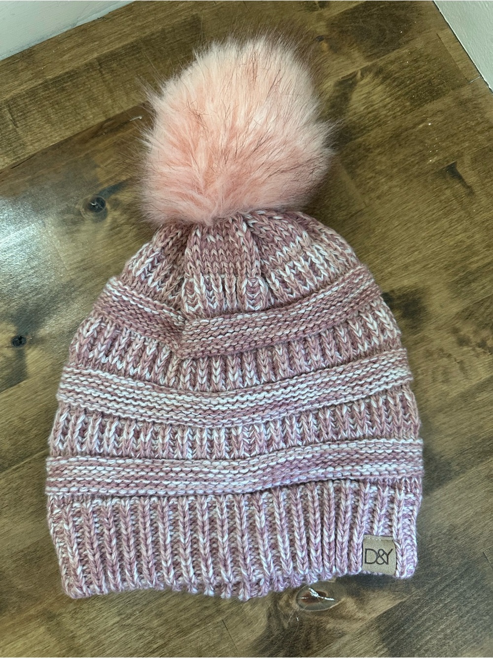D&Y Blush Pink Knit Pom Beanie for Kids
